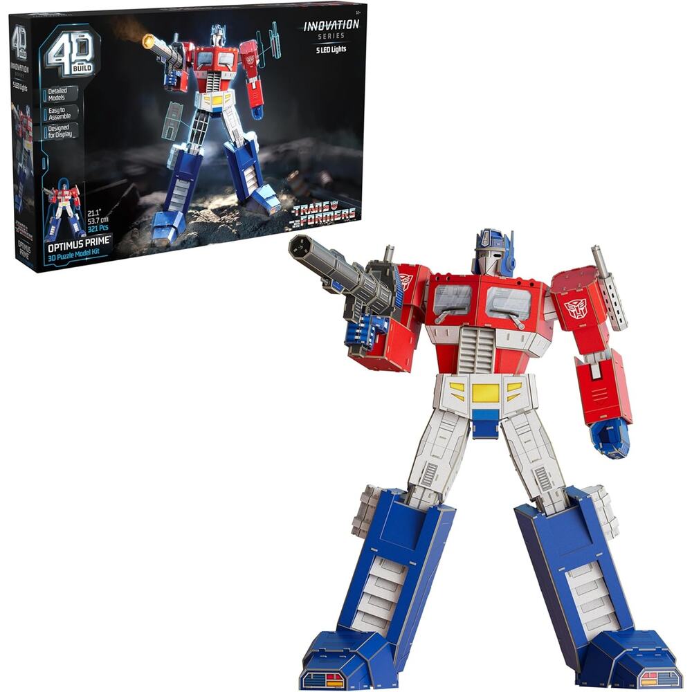 4D Build, Transformers Optimus Prime 3D Model Kit with LED Lights NWT